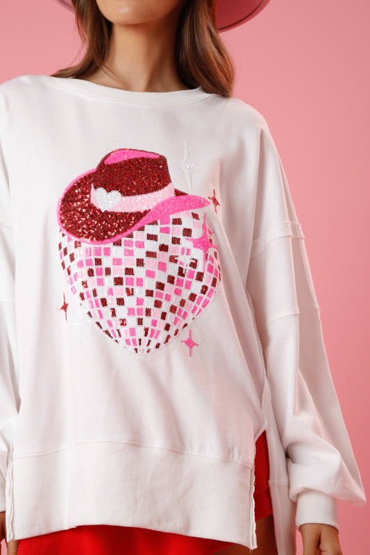 Lover Day Disco - Valentine's Day Sequin Sweatshirt