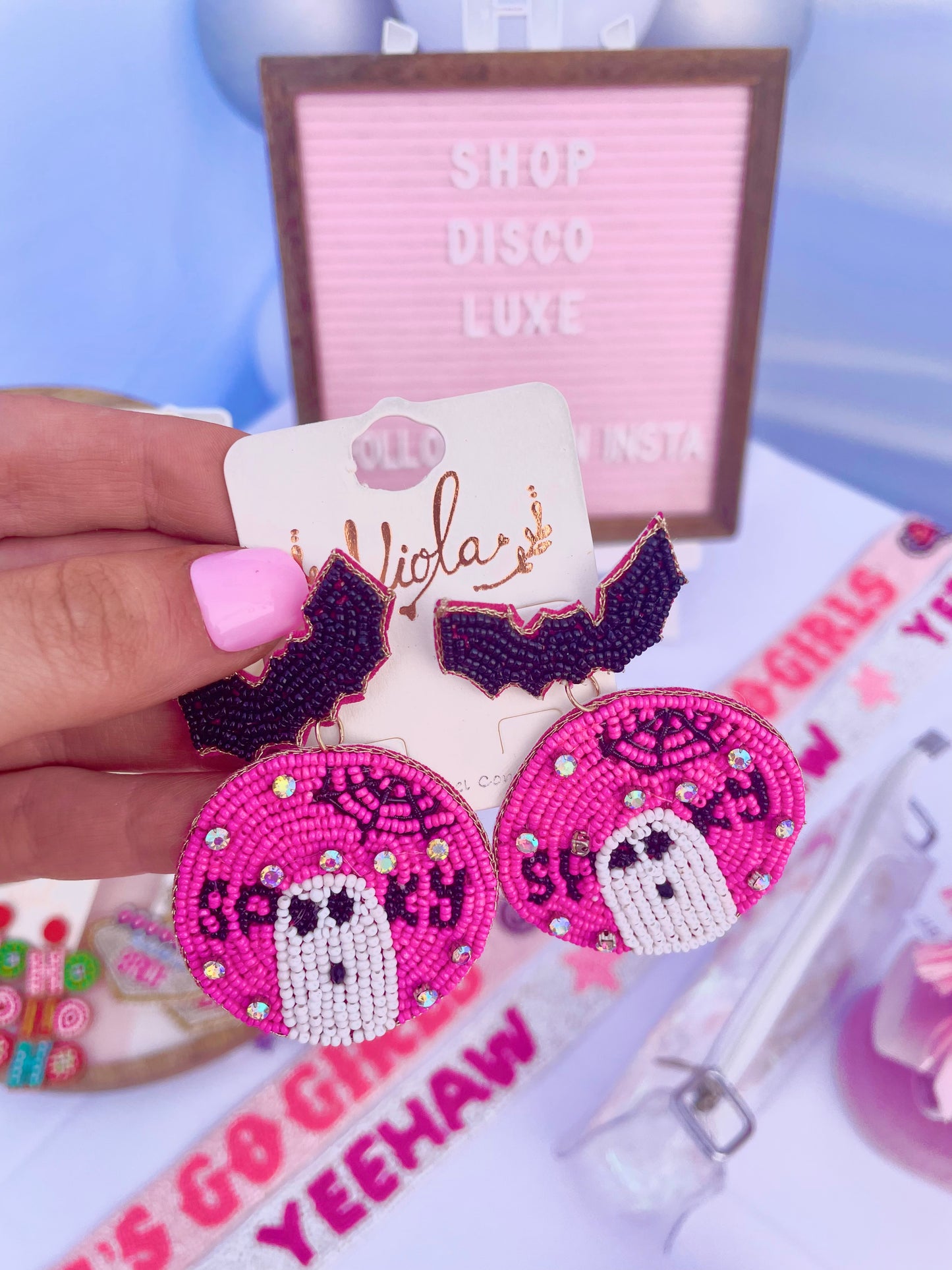Spooky Ghost Besties - Pink Halloween Earrings