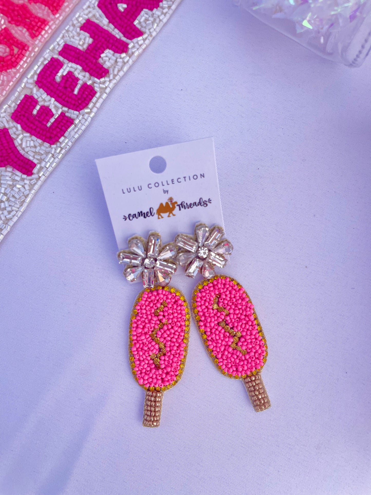 State Fair Vibes - Pink Corn Dog Beaded Earrings