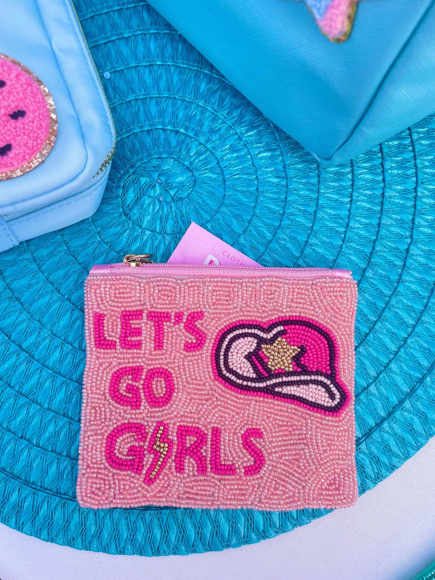 Let's Go Girls! - Pink Cowgirl Hat Beaded Bag