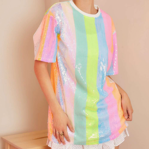 Candy Striped - Rainbow Sequin Tunic